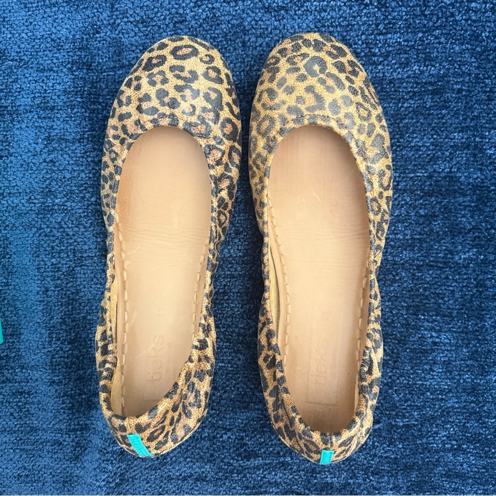 Tieks leopard print ballet flats Womens Size 11 Teal Leather Animal Tieks